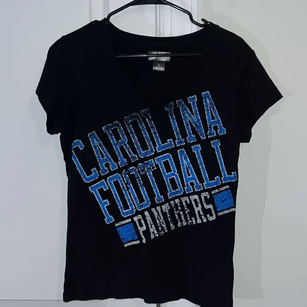 NFL Brand Women’s Carolina Panthers Sexy V cut Jersey shirt retro style T Shirt
